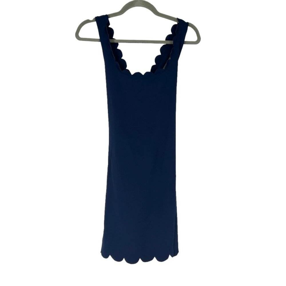 NWT J. Crew Factory Scalloped Active Dress with Built-in Shorts in Antique Navy - Picture 3 of 8
